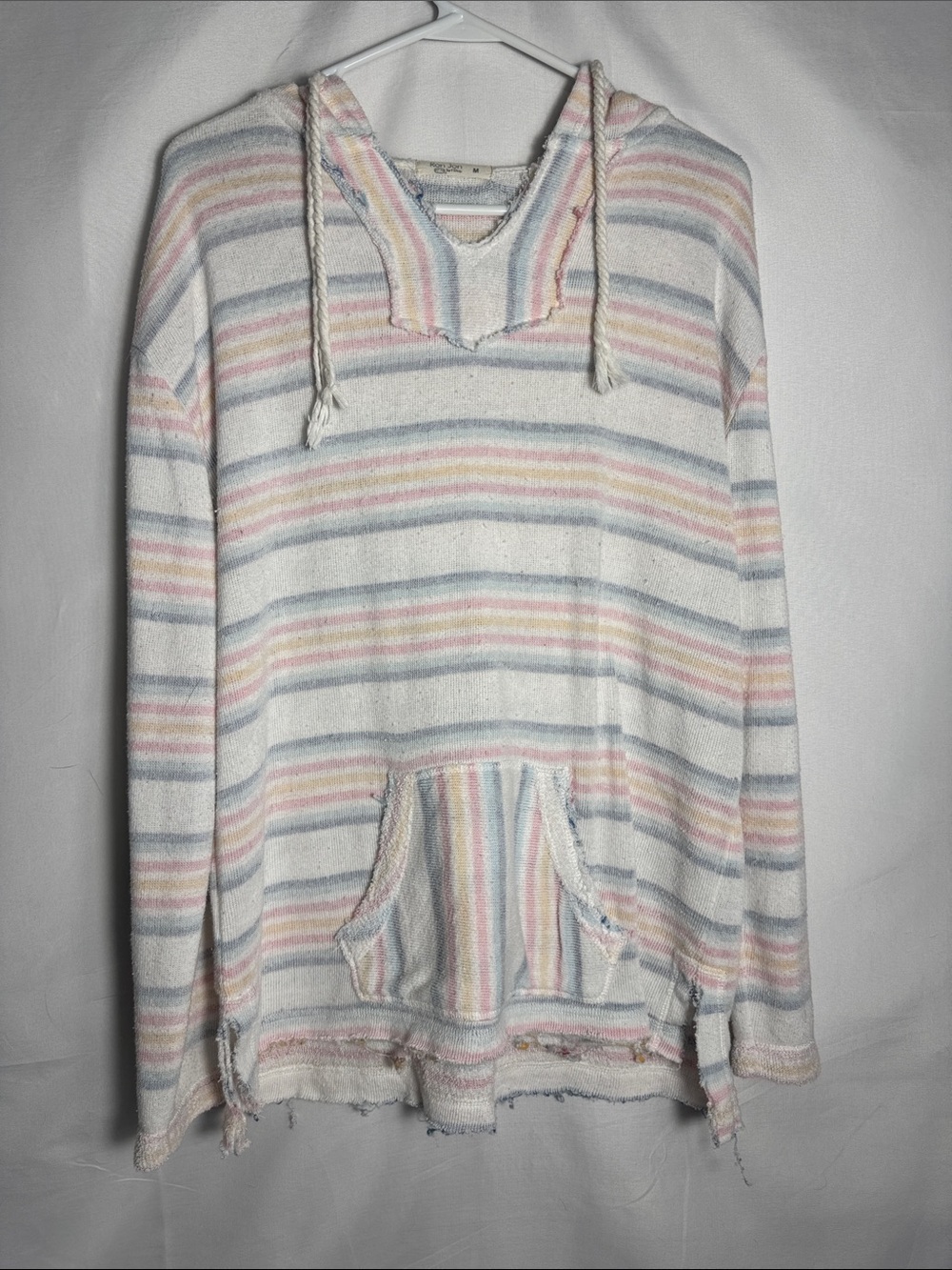 Ron Jon Surf Shop Striped Hooded Baja Sweater with Pastel Stripes Women’s Size M